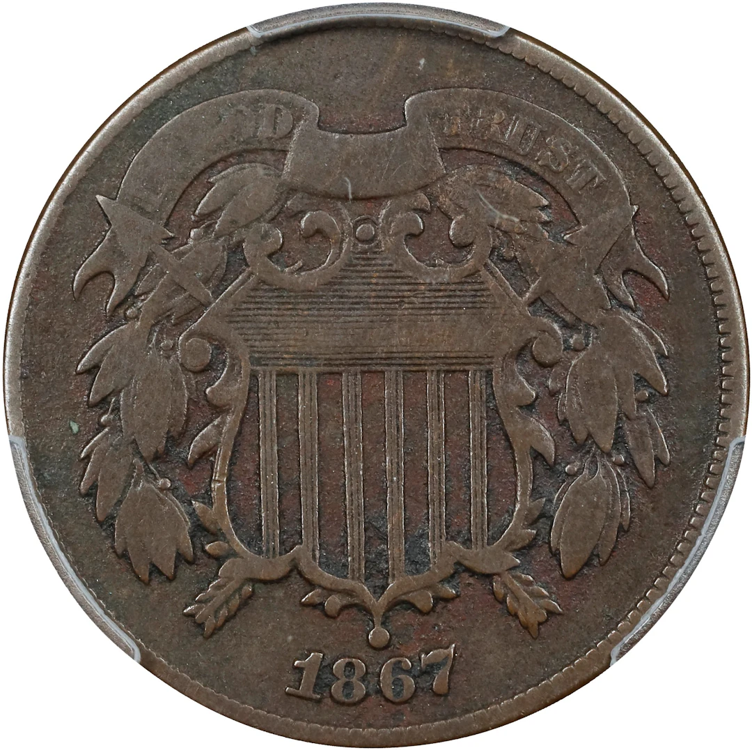 1867 Two-Cent Piece. FS-101. Doubled Die Obverse. VG-10 (PCGS).