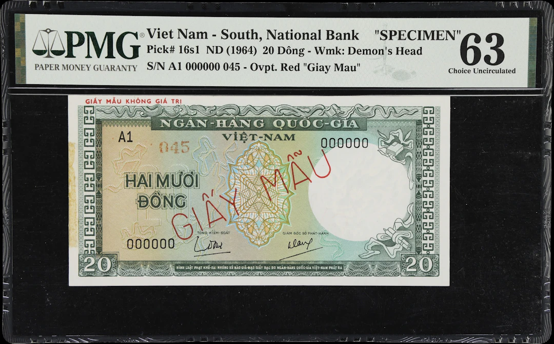 VIETNAM, SOUTH. National Bank of Vietnam. 20 Dong, ND (1964). P-16s1.