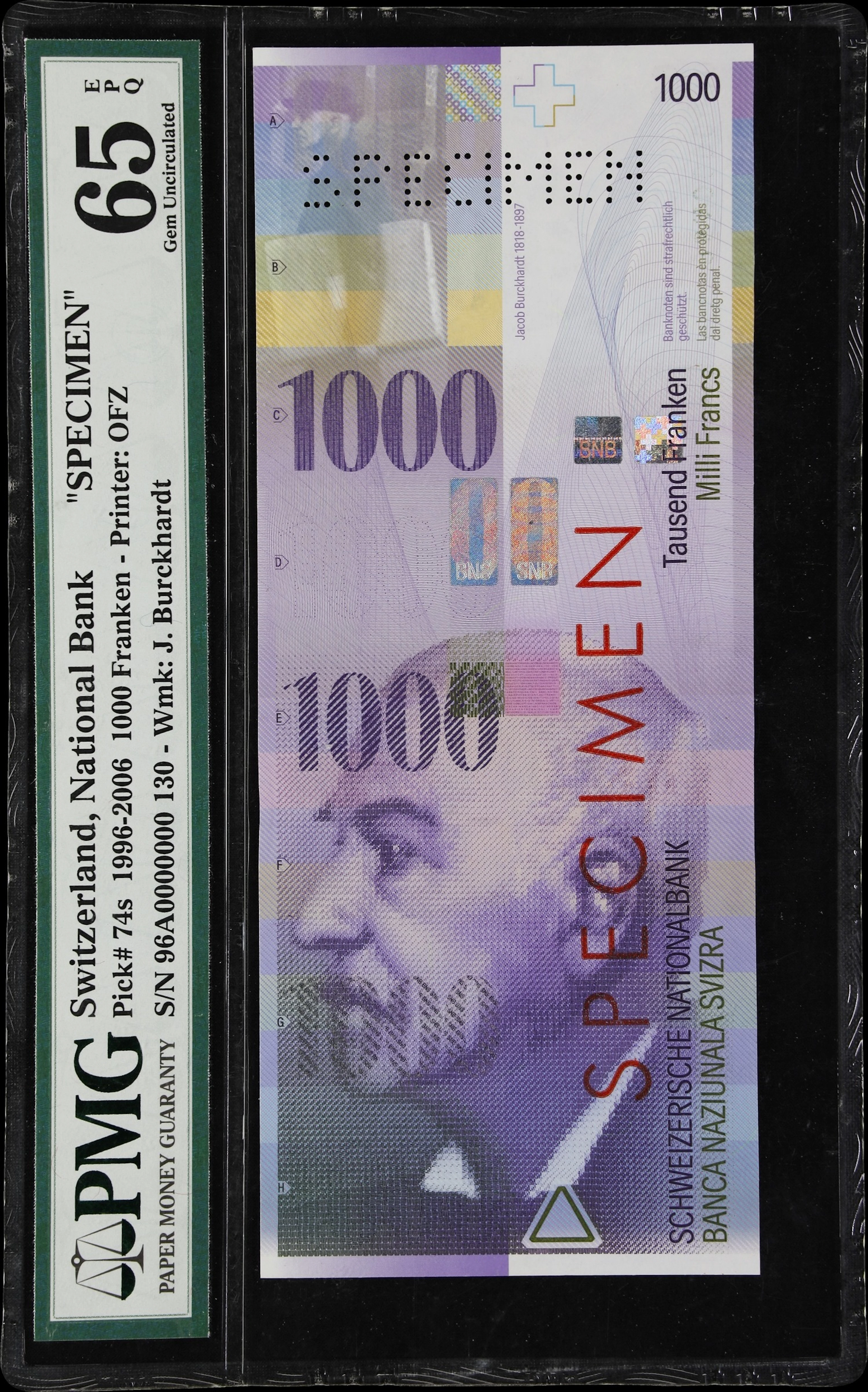 SWITZERLAND. Schweizerische Nationalbank. 1000 Franken, 1996-2006.