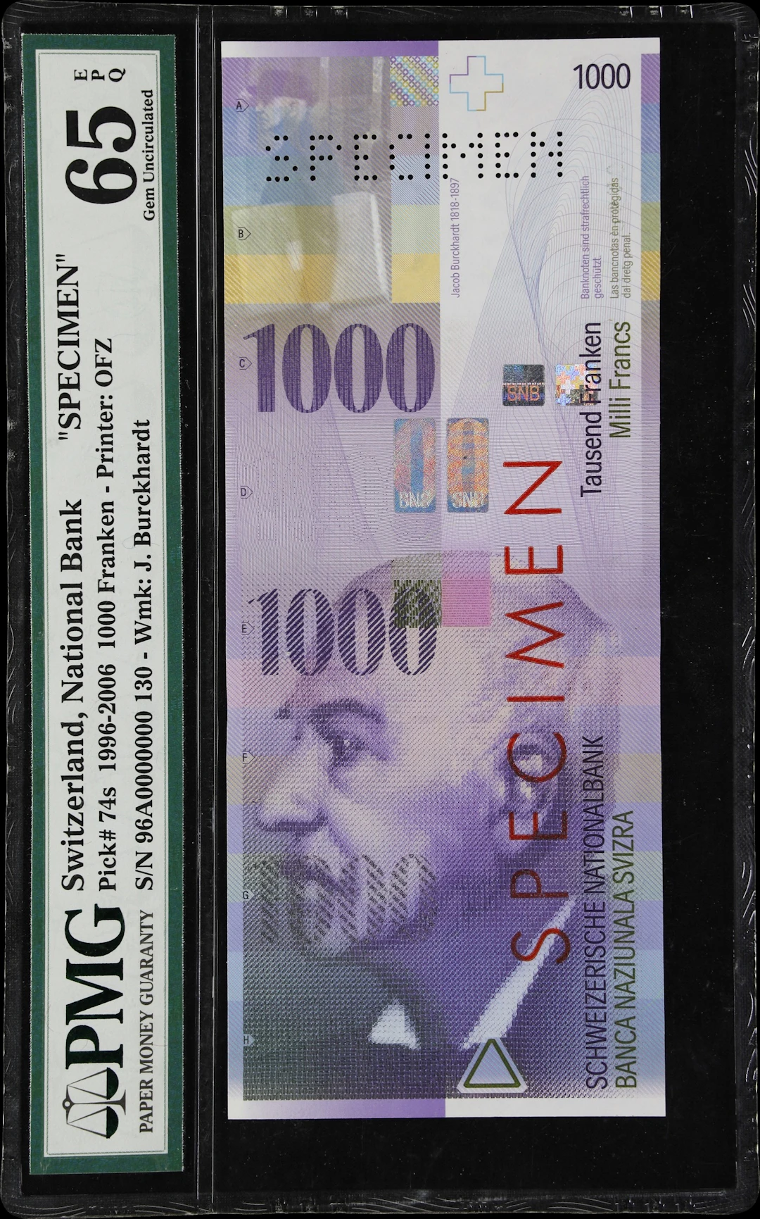 SWITZERLAND. Schweizerische Nationalbank. 1000 Franken, 1996-2006.
