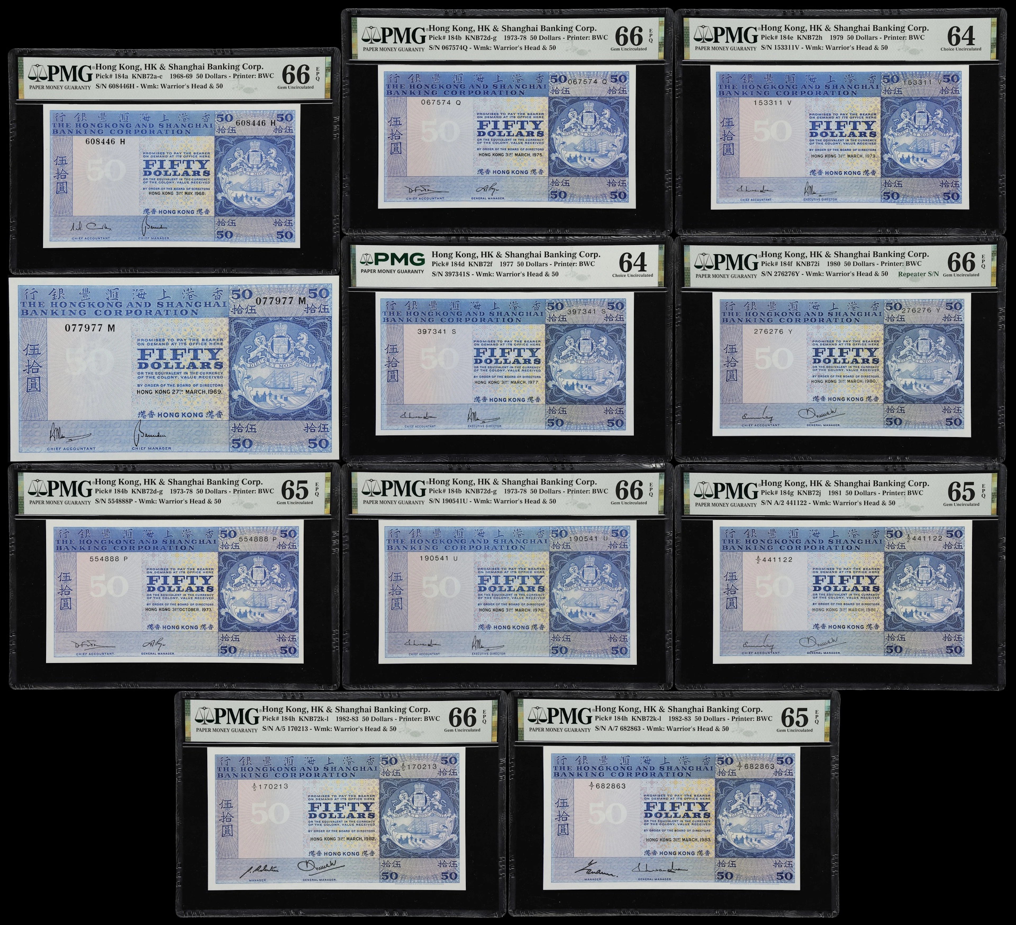 HONG KONG (SAR). Lot of (11). Hong Kong & Shanghai Banking Corporation.
