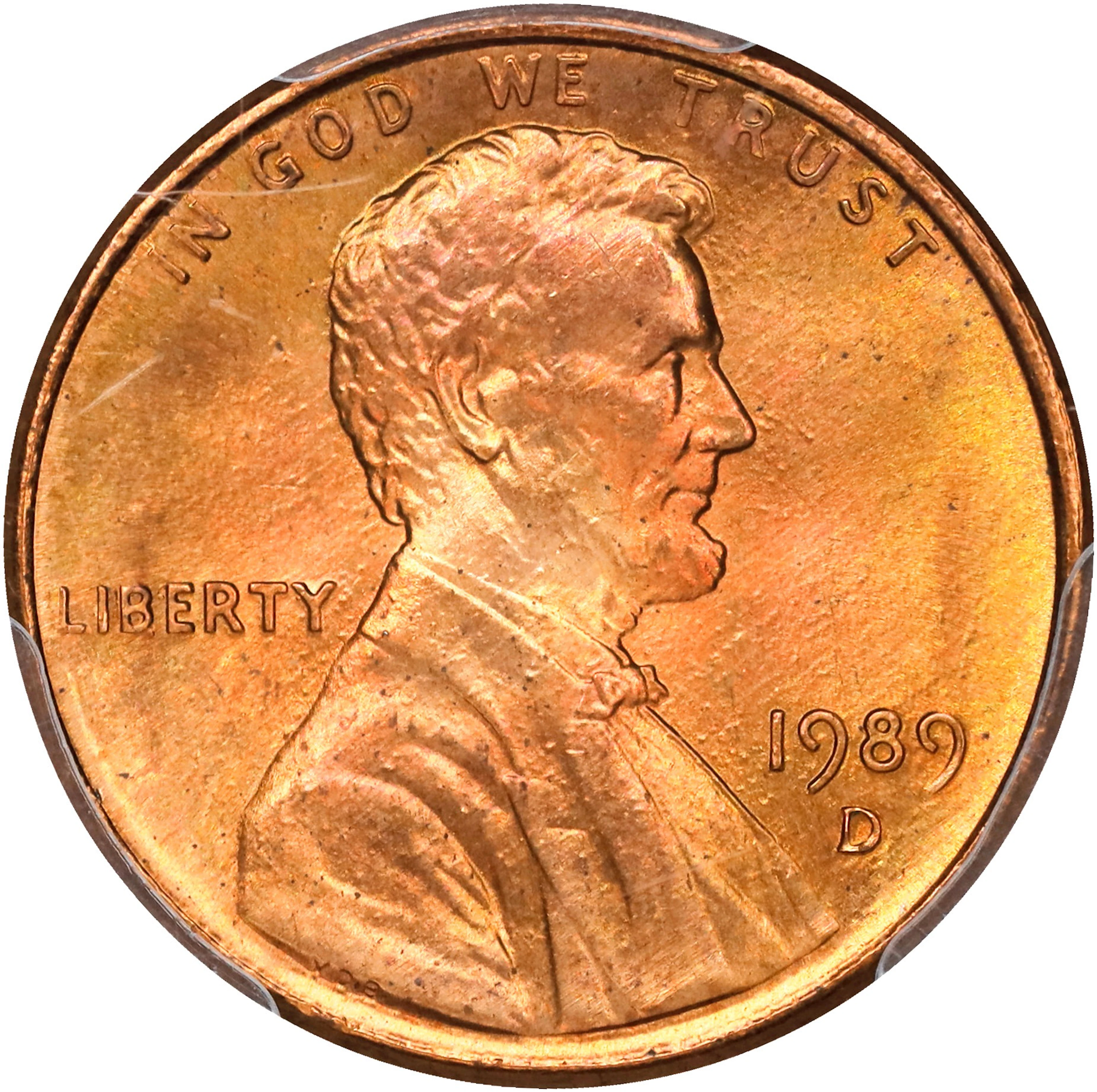 1989-D Lincoln Cent. MS-68 RD (PCGS).