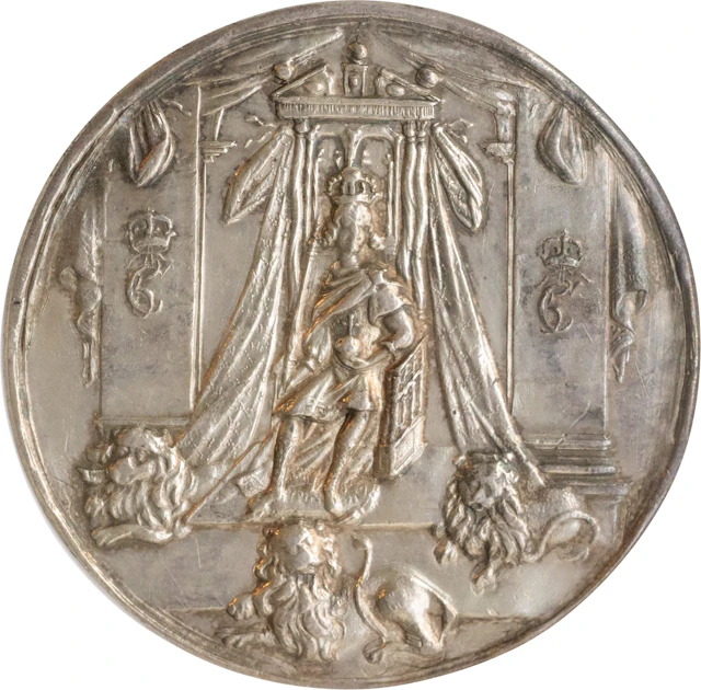 DENMARK. Silver Ascension Medal, ND (1670). Copenhagen. Christian V. NGC AU-50.