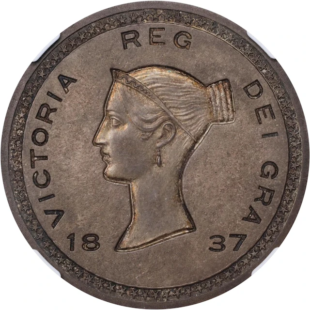 GREAT BRITAIN. Silver "Bonomi" Crown Pattern, "1837" (ca. 1893). Victoria.