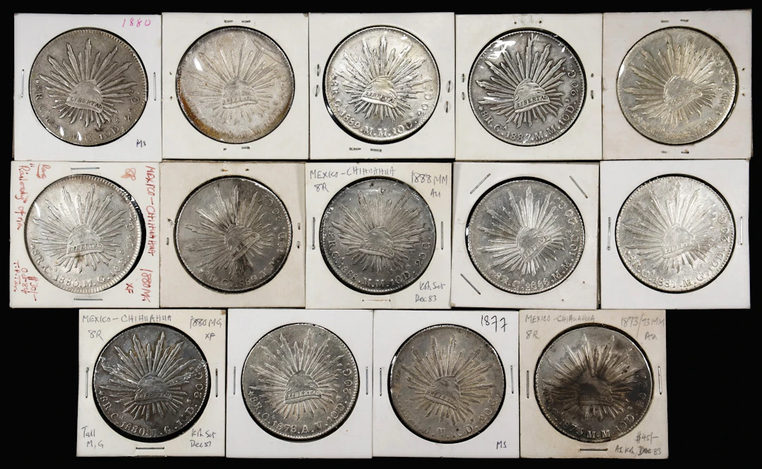 MEXICO. Group of 8 Reales (14 Pieces), 1873-90. Chihuahua Mint. Grade