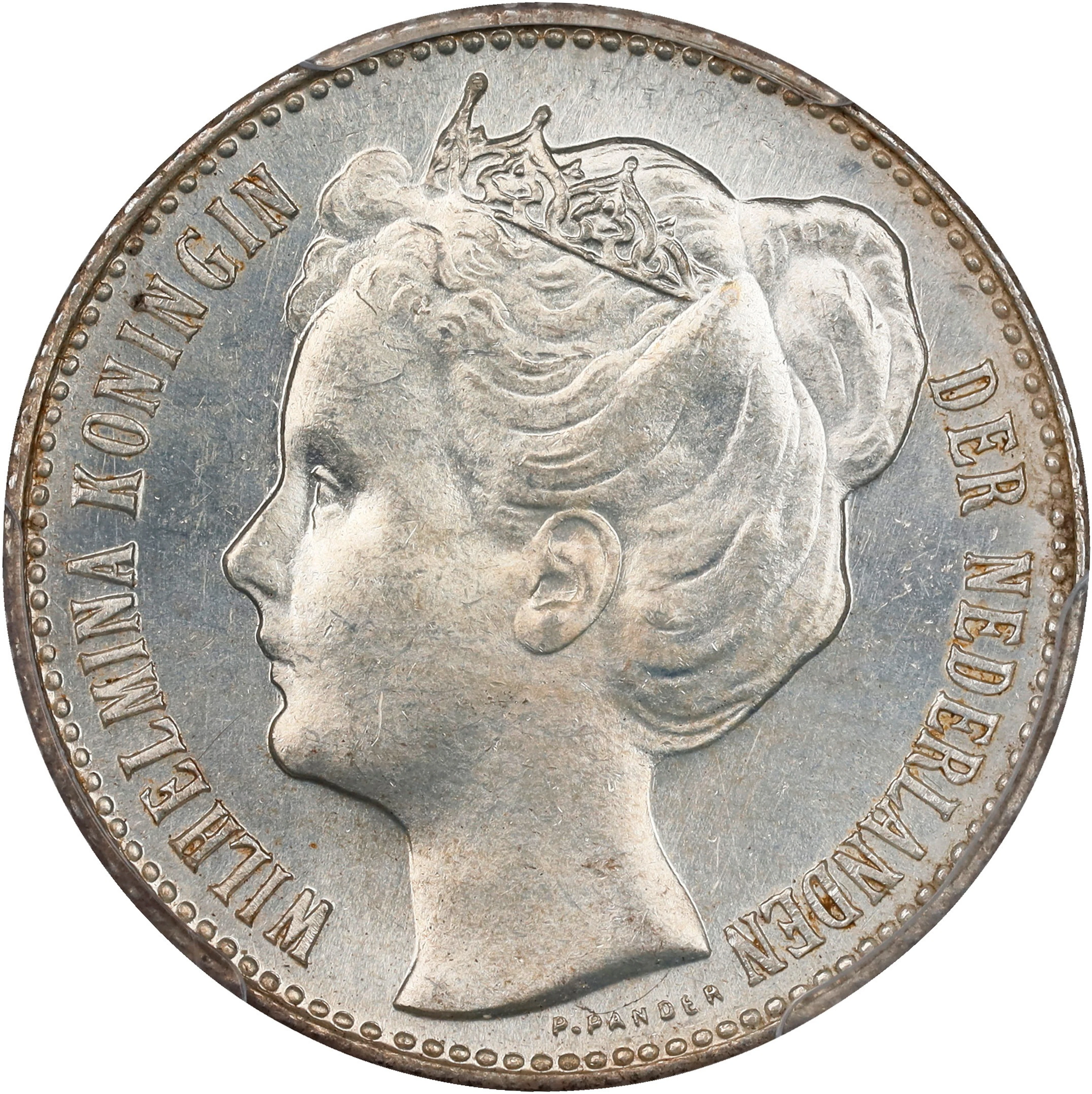 NETHERLANDS. 1/2 Gulden, 1907. Utrecht Mint. Wilhelmina I. PCGS MS-63.