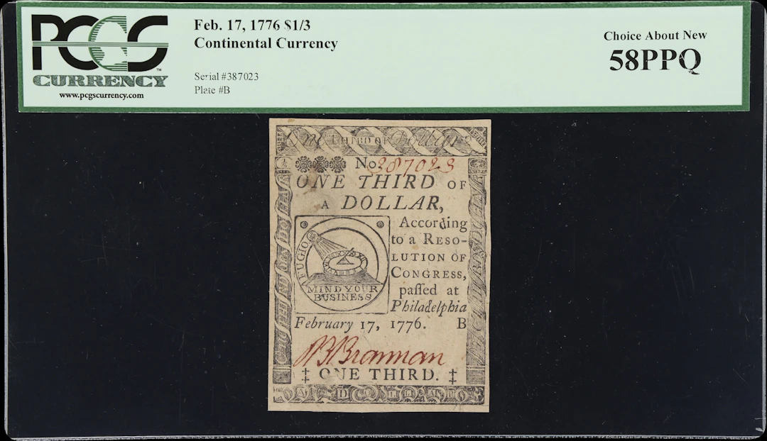 CC-20. Continental Currency. February 17, 1776. $1/3. PCGS Currency