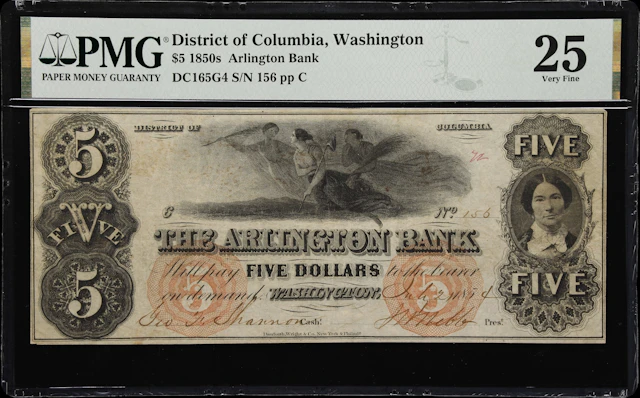 Washington, District of Columbia. Arlington Bank. 1854 $5. PMG Very Fine 25.