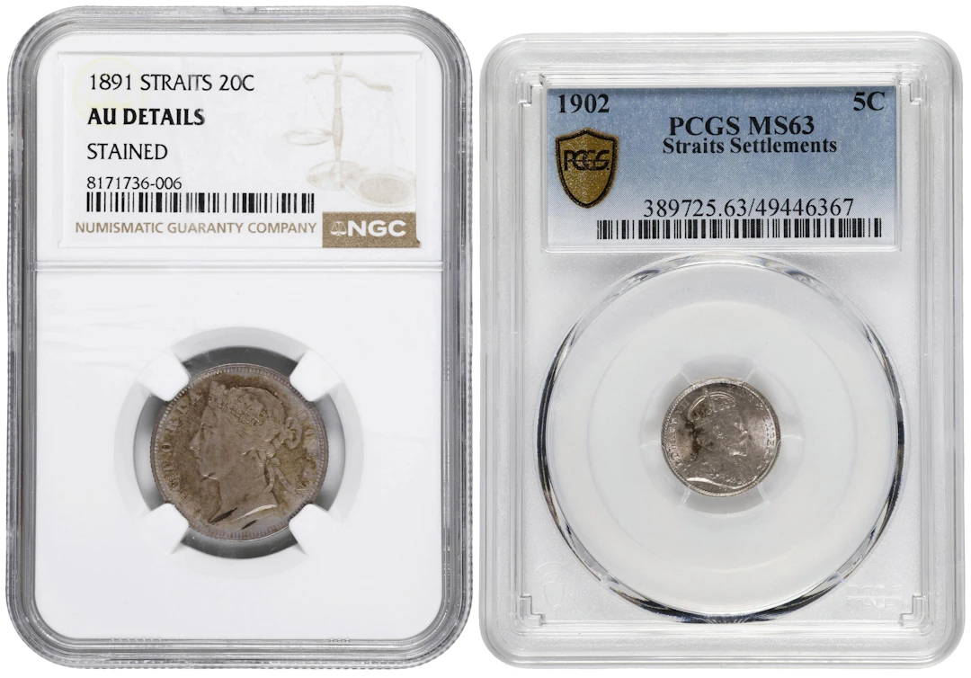 STRAITS SETTLEMENTS. Duo of Minor Denominations (2 Pieces), 1891 &
