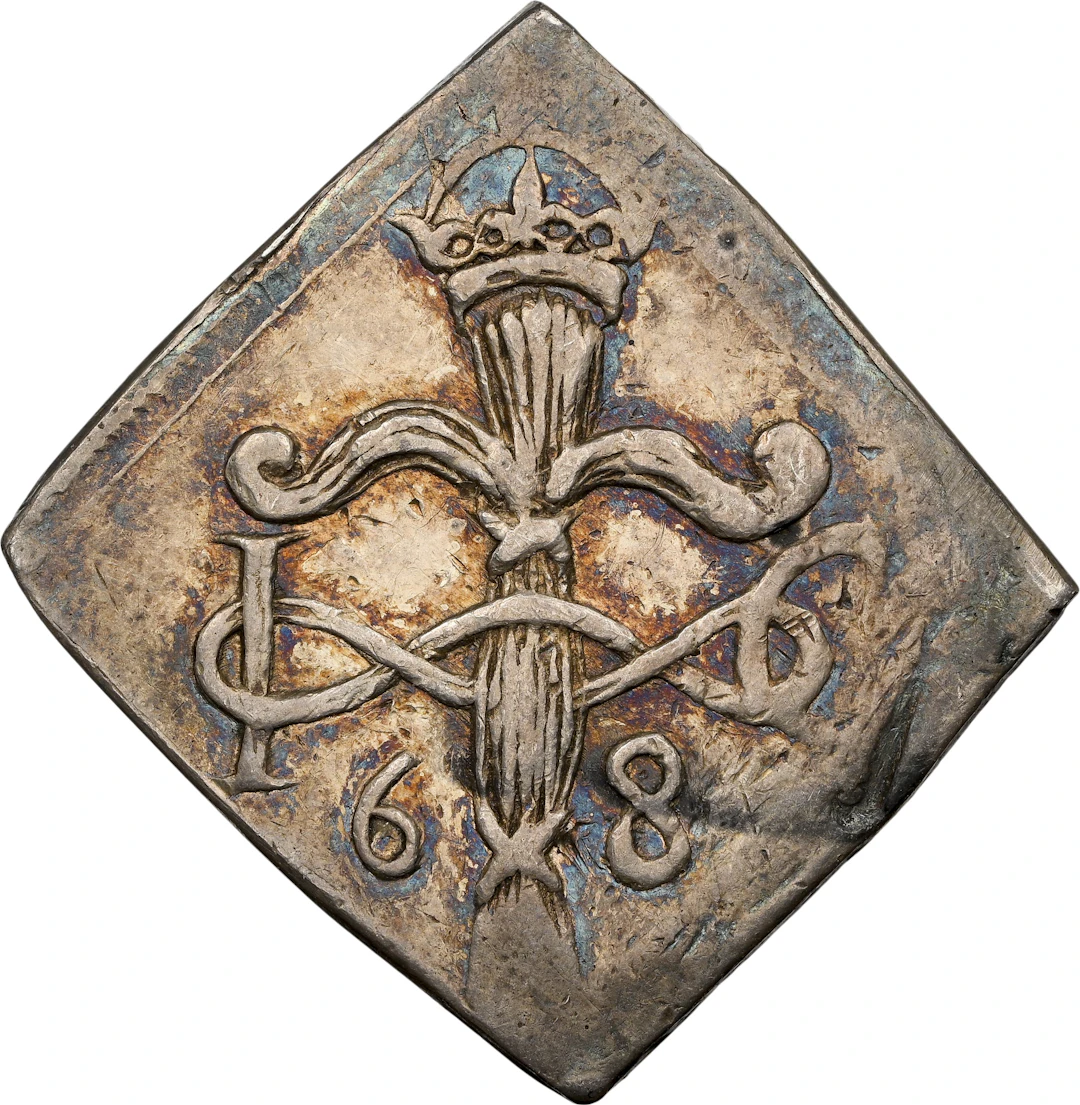 SWEDEN. 2 Mark Klippe, 1568. Vadstena Mint. Dukes Johan (III) and
