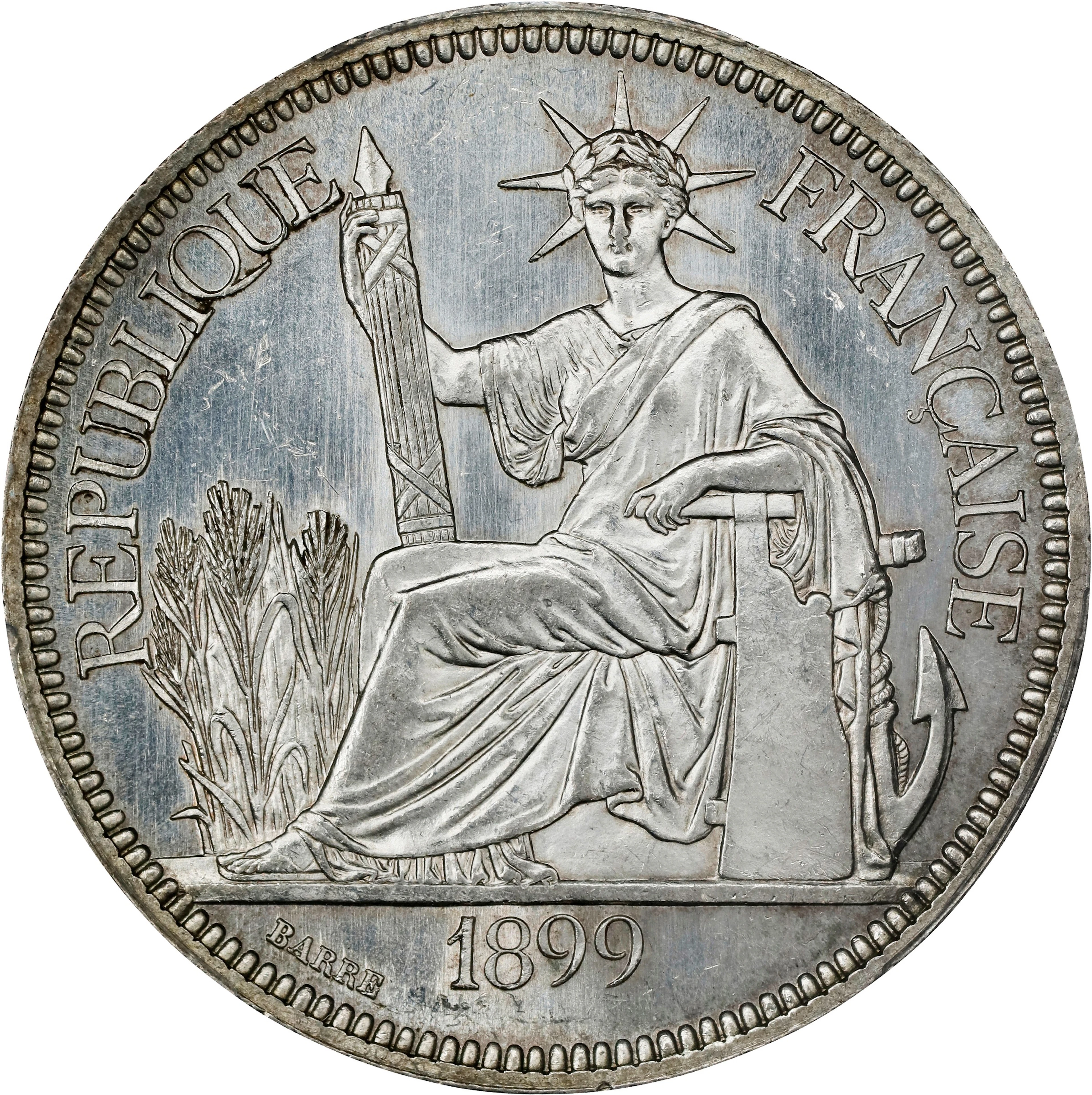 FRENCH INDO-CHINA. Piastre, 1899-A. Paris Mint. PCGS MS-63.