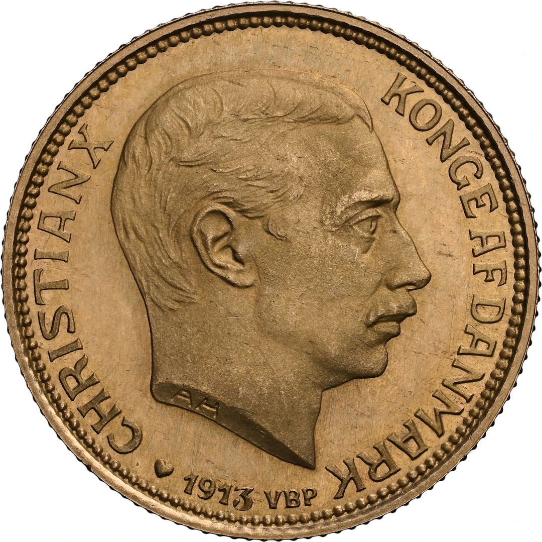 DENMARK. 20 Kroner, 1913. Copenhagen Mint. Christian X. NGC MS-68.