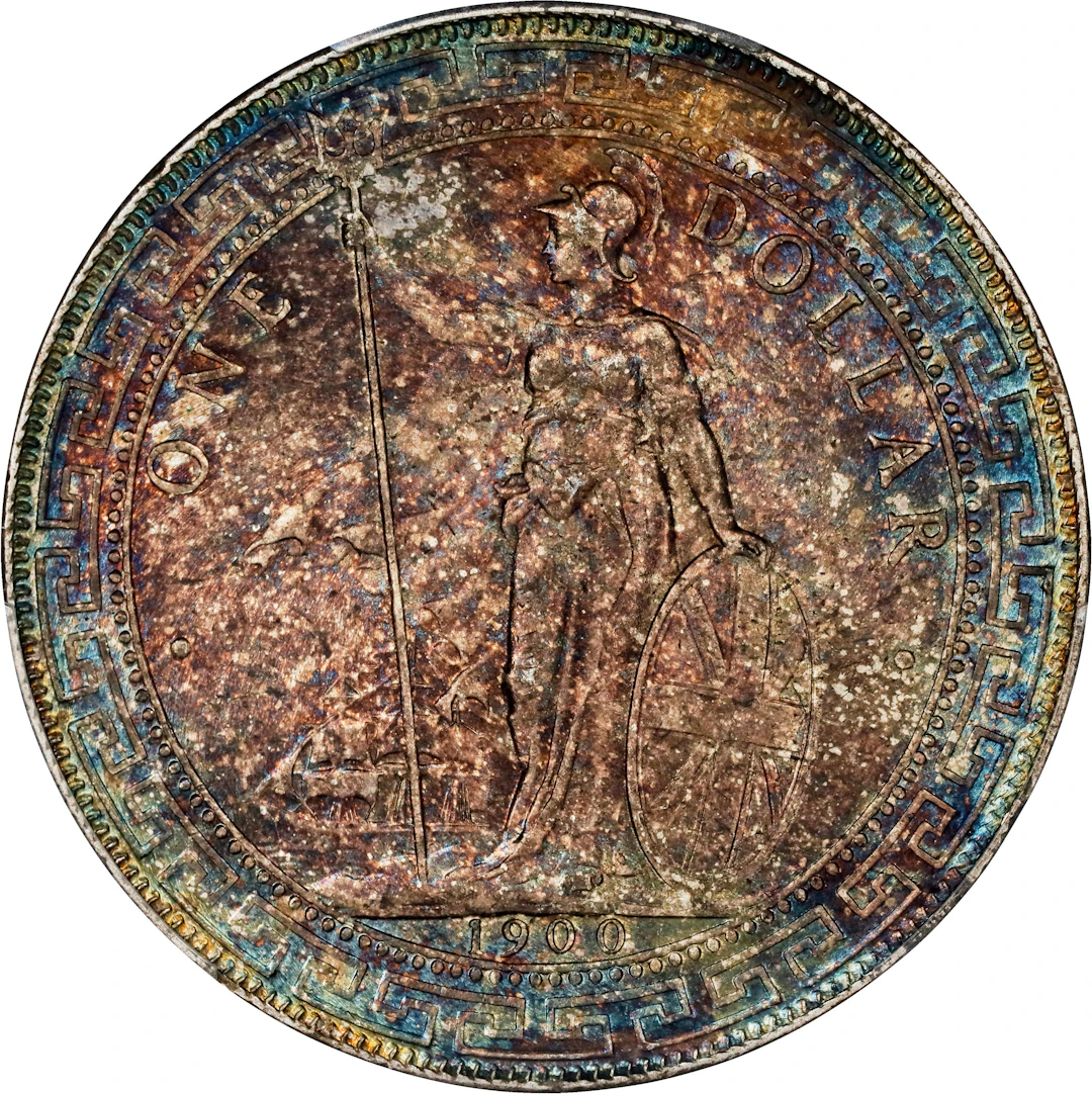 GREAT BRITAIN. Trade Dollar, 1900-B. Bombay Mint. Victoria. PCGS Genuine--Staine
