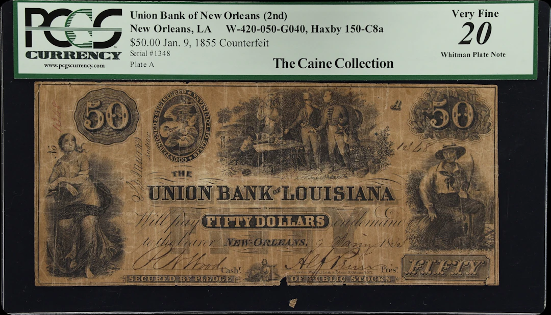 New Orleans, Louisiana. Union Bank of Louisiana. 1855 $50. PCGS Currency