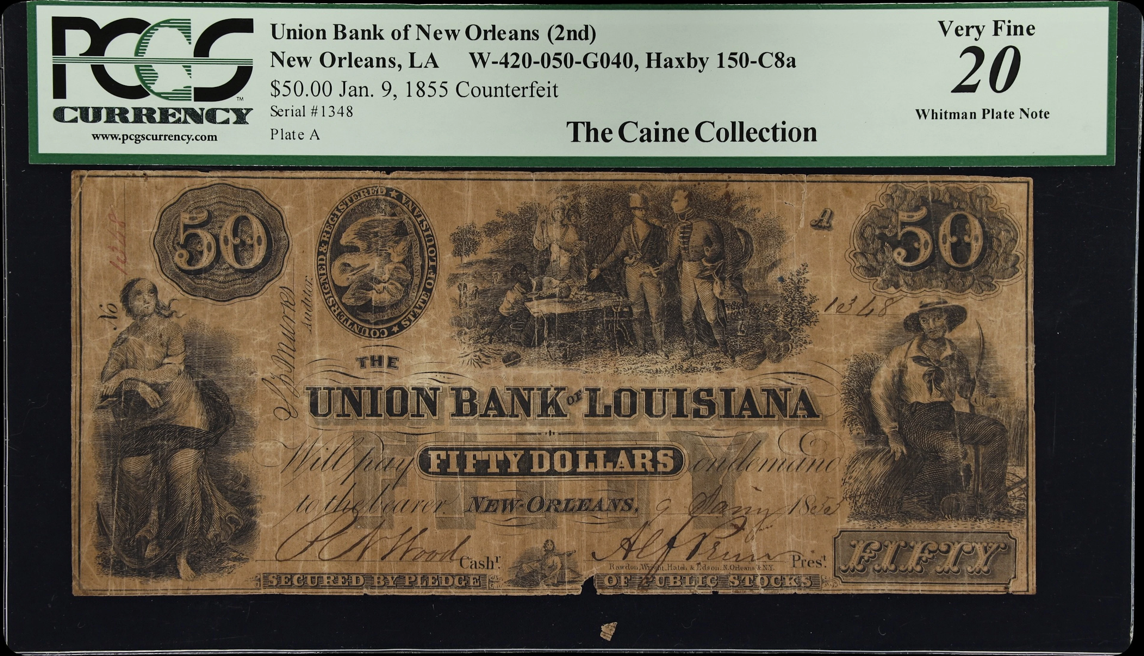 New Orleans, Louisiana. Union Bank of Louisiana. 1855 $50. PCGS Currency