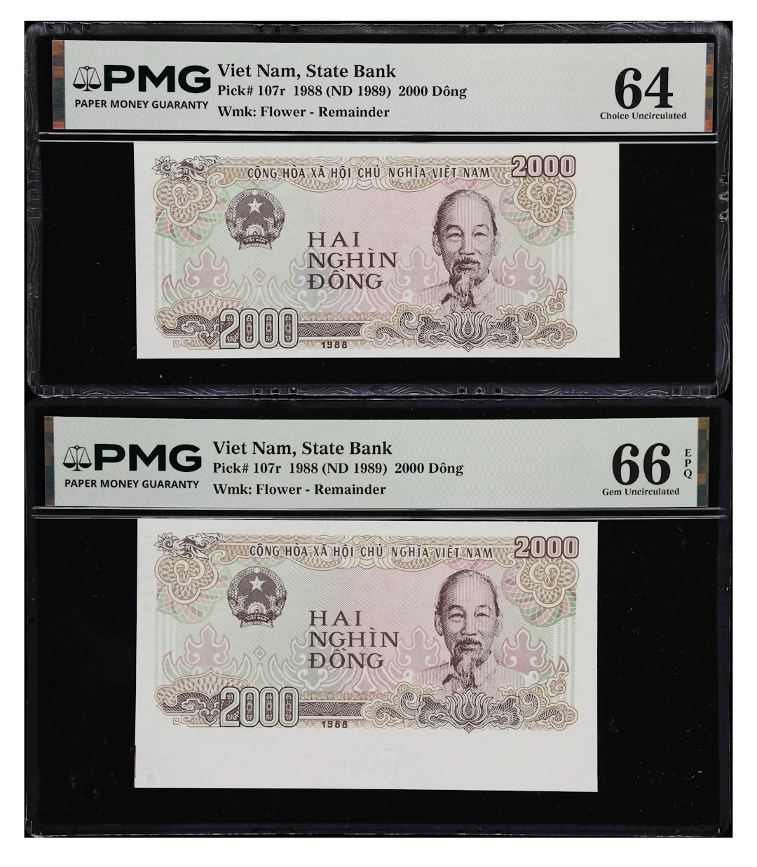 VIETNAM. Lot of (2). State Bank of Vietnam. 2000 Dong, 1988 (ND 1989).