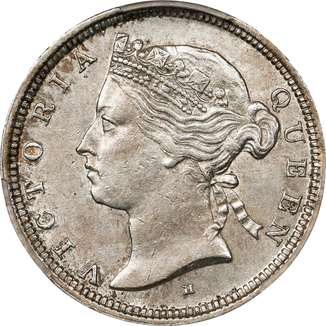 (t) HONG KONG (SAR). 20 Cents, 1876-H. Birmingham (Heaton) Mint. Victoria.