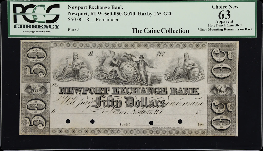 Newport, Rhode Island. Newport Exchange Bank. 18xx $50. PCGS Currency