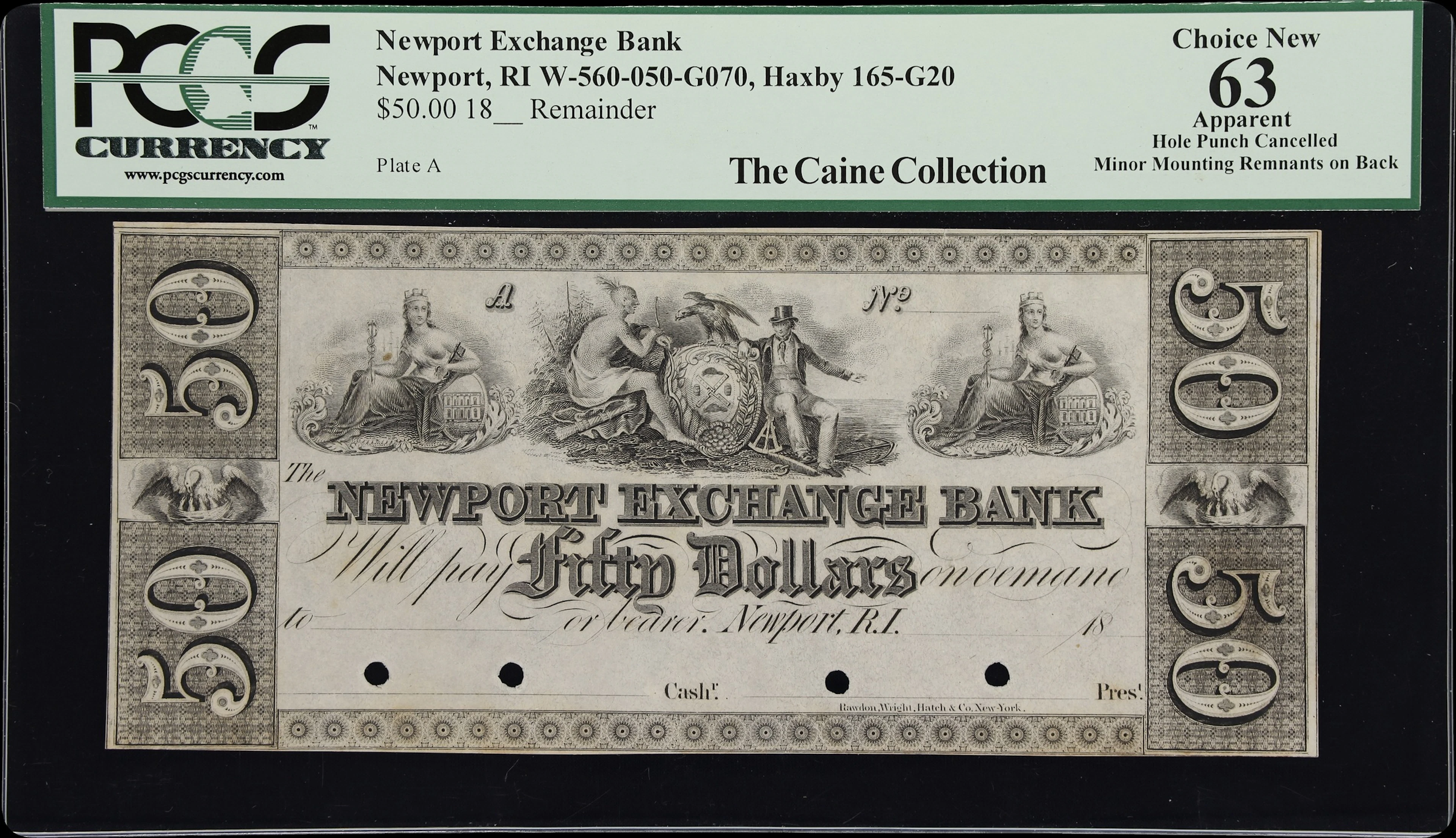 Newport, Rhode Island. Newport Exchange Bank. 18xx $50. PCGS Currency