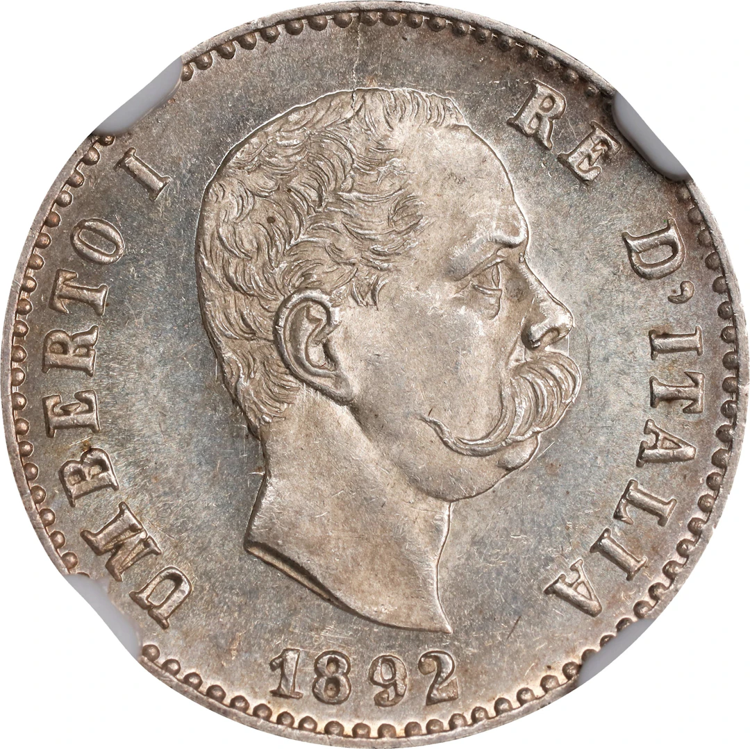(◊) ITALY. 50 Centesimi, 1892-R. Rome Mint. Umberto I. NGC MS-64+ Prooflike.