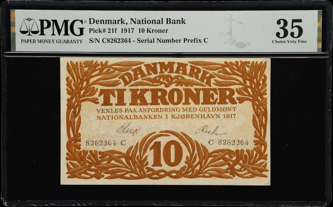 (◊) DENMARK. Nationalbanken i Kjobenhavn. 10 Kroner, 1917. P-21f.