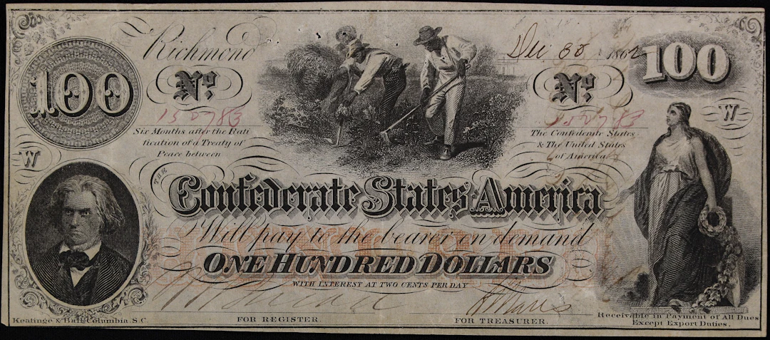T-41. Confederate Currency. 1862 $100. Very Fine.