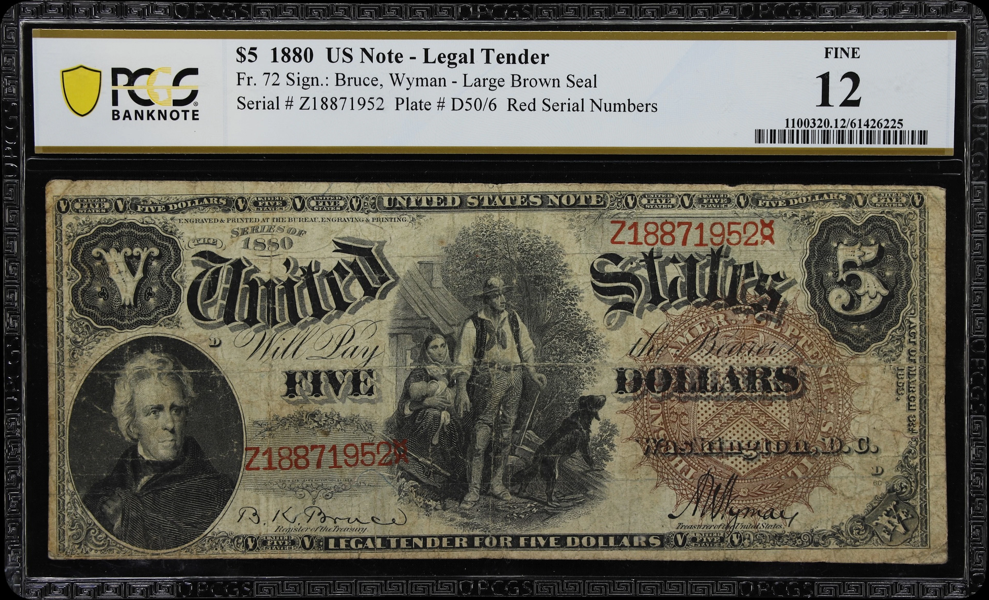 Fr. 72. 1880 $5 Legal Tender Note. PCGS Banknote Fine 12.
