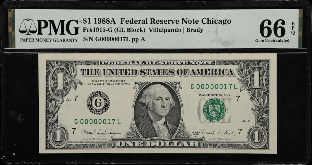 Fr. 1915-G. 1988A $1 Federal Reserve Note. Chicago. PMG Gem Uncirculated