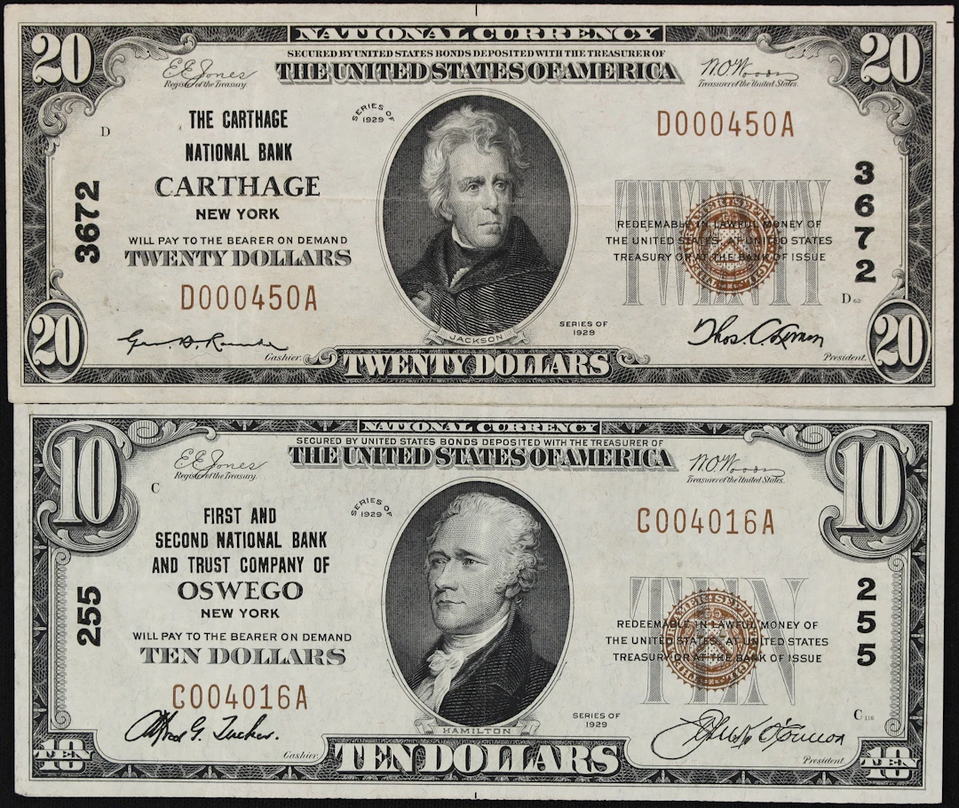 Lot of (2) Carthage & Oswego, New York. 1929 Ty. 1 $10 & $20 Fr. 1801-1