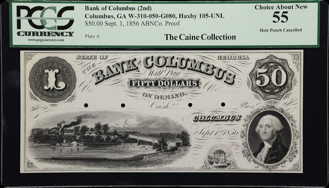 Columbus, Georgia. Bank of Columbus. 1856 $50. PCGS Currency Choice