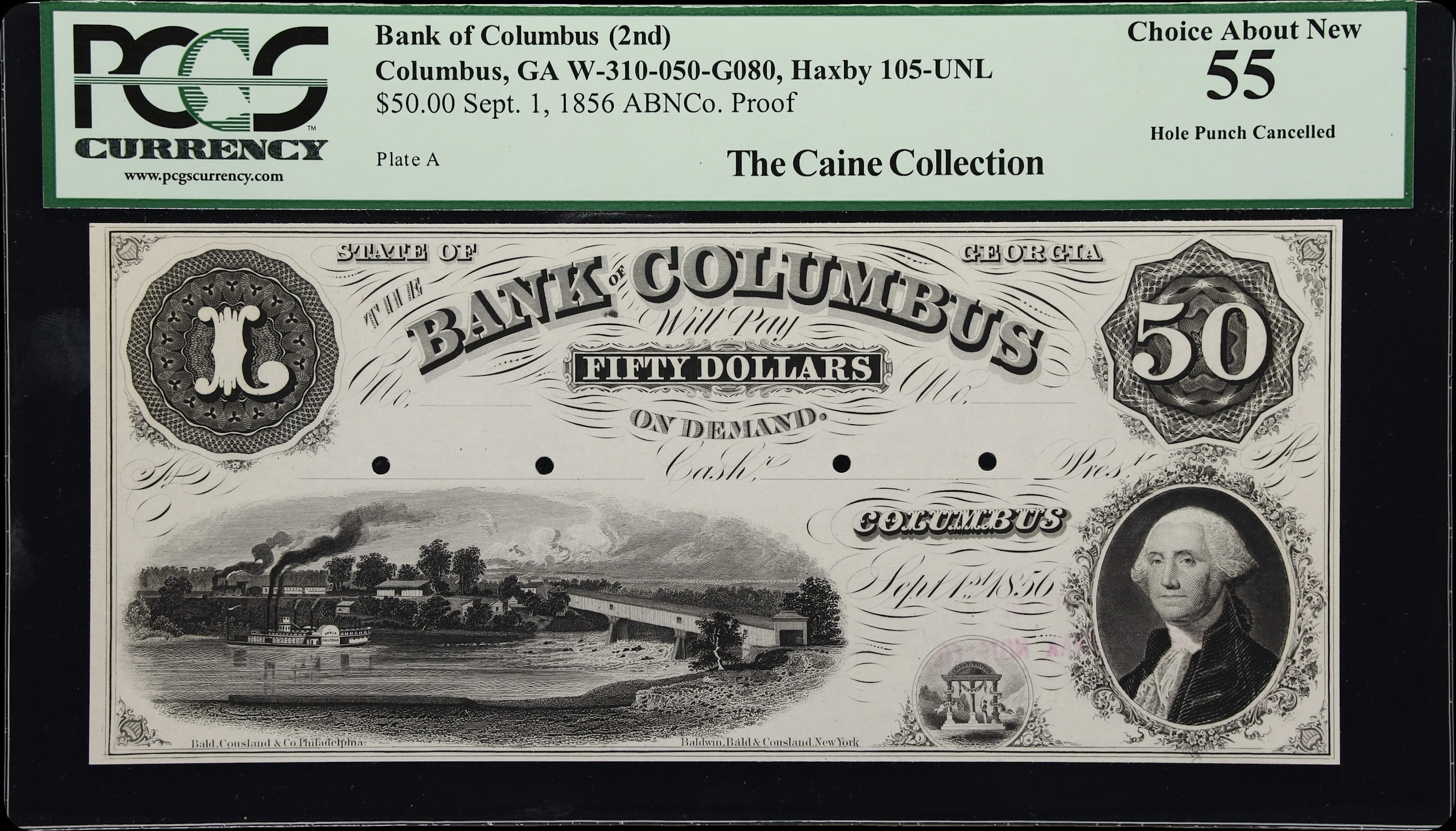 Columbus, Georgia. Bank of Columbus. 1856 $50. PCGS Currency Choice