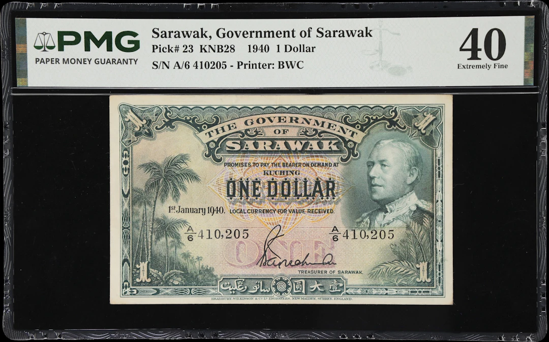 SARAWAK. Government of Sarawak. 1 Dollar, 1.1.1940. P-23. KNB28. PMG