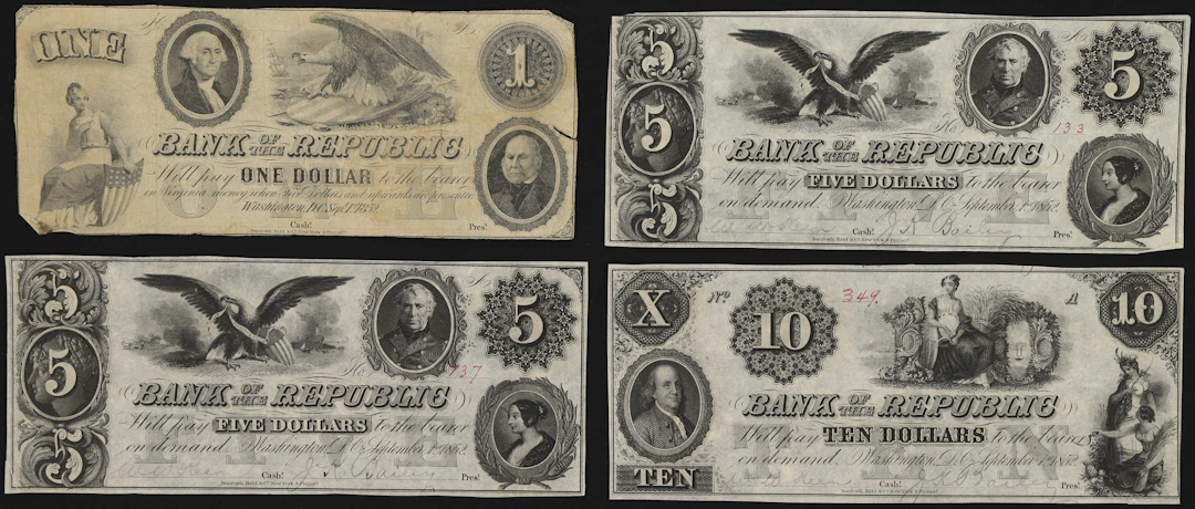 Lot of (4) Washington, District of Columbia. Bank of the Republic.