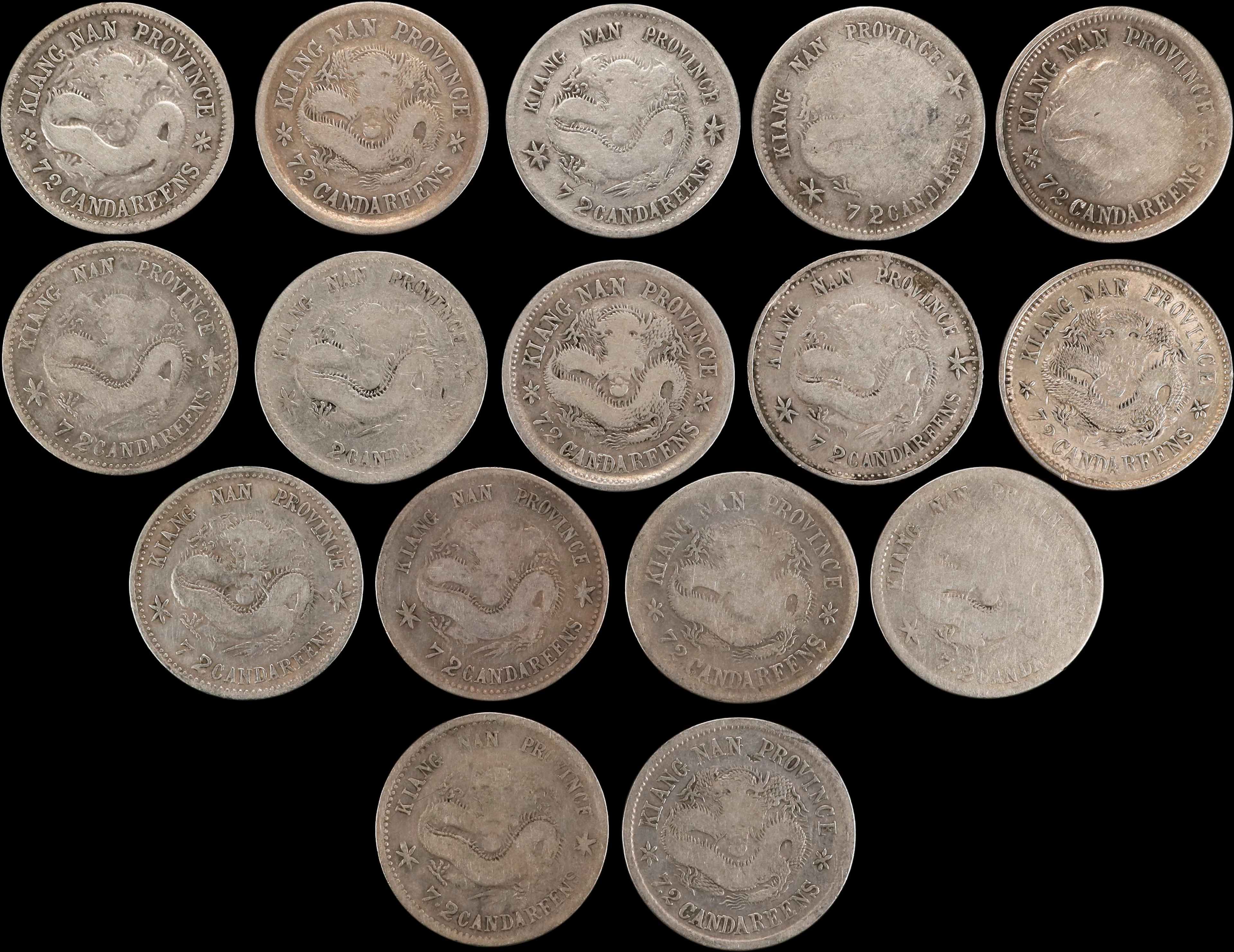 CHINA. Kwangtung. Group of 7.2 Candareens (10 Cents) (16 Pieces)
