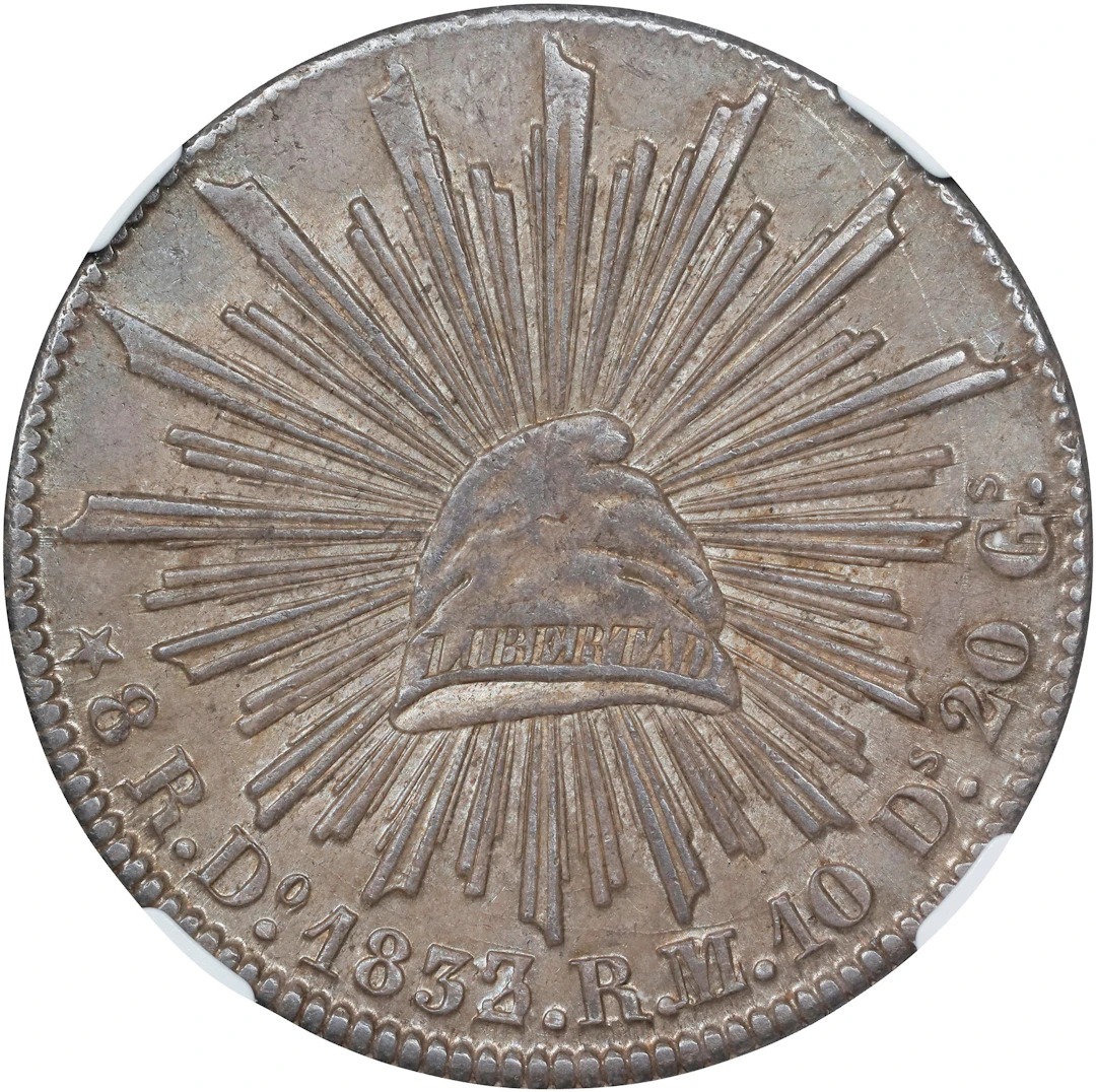 MEXICO. 8 Reales, 1833/2-Do RM/L. Durango Mint. NGC AU-58.