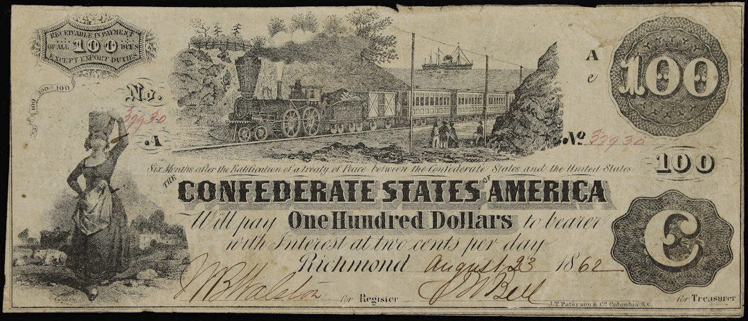 T-39 (Cr. 290a). Confederate Currency. 1862 $100. Very Fine Stamped