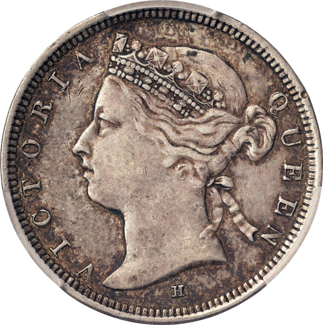 (t) HONG KONG (SAR). 20 Cents, 1882-H. Birmingham (Heaton) Mint. Victoria.