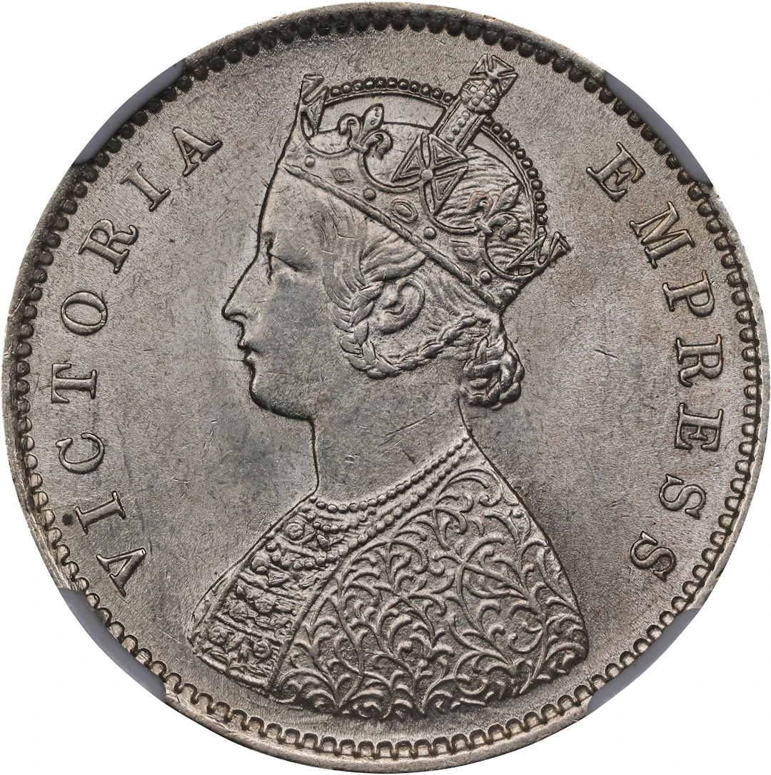 INDIA. 1/2 Rupee, 1894-B. Bombay Mint. Victoria. NGC MS-63.