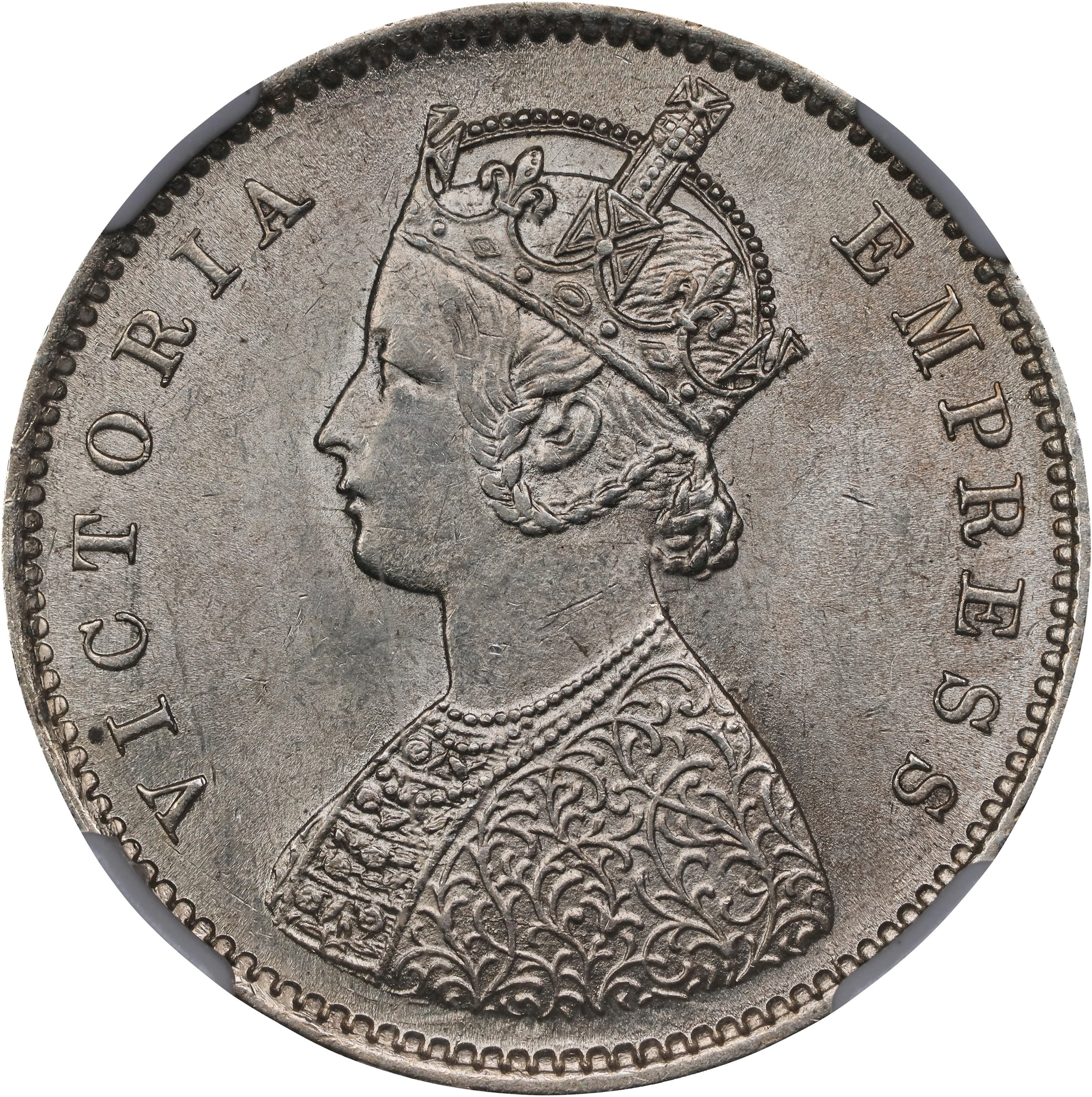 INDIA. 1/2 Rupee, 1894-B. Bombay Mint. Victoria. NGC MS-63.
