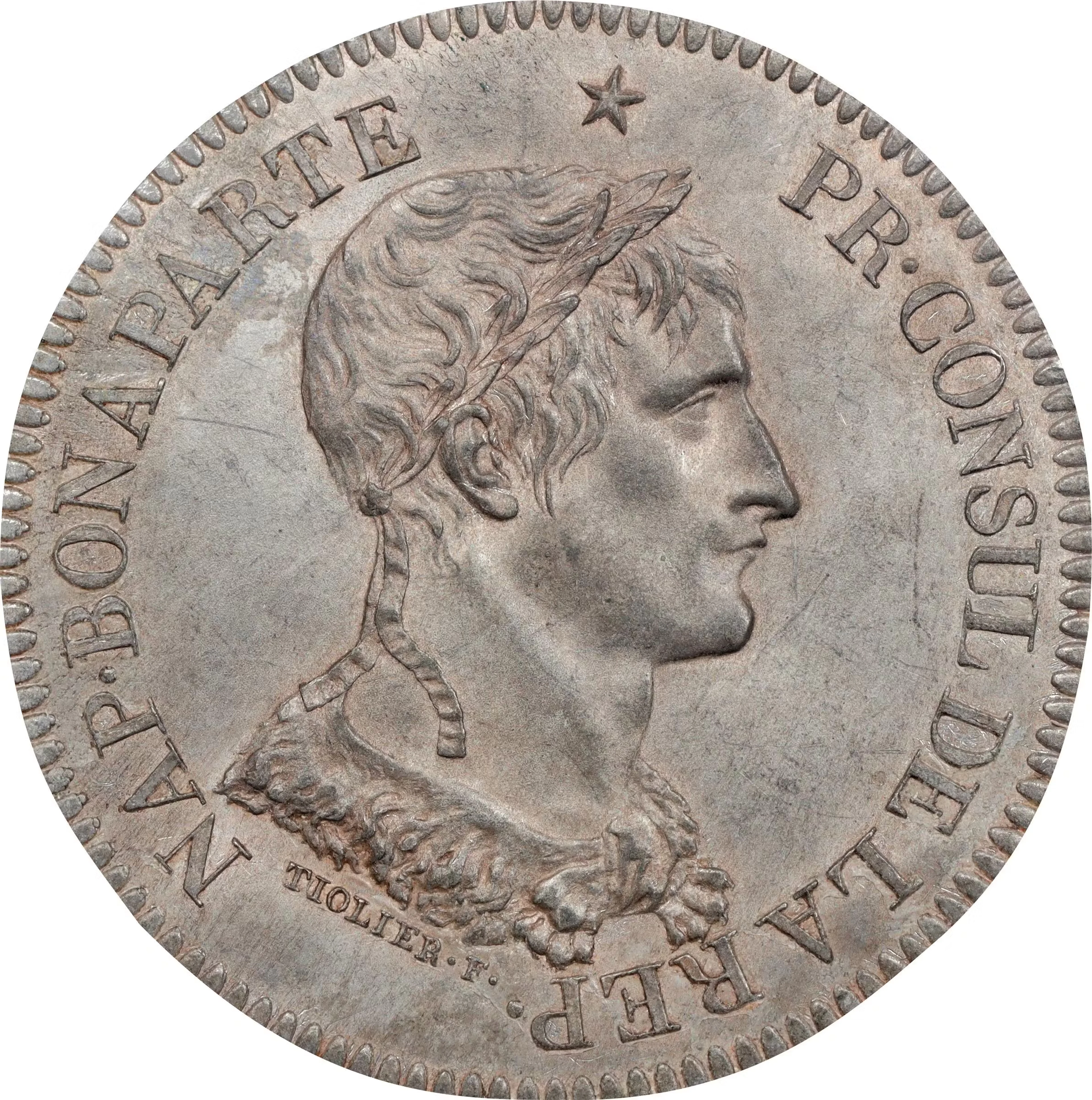 FRANCE. Consulate. White Metal Obverse Cliché or Trial for 5 Francs