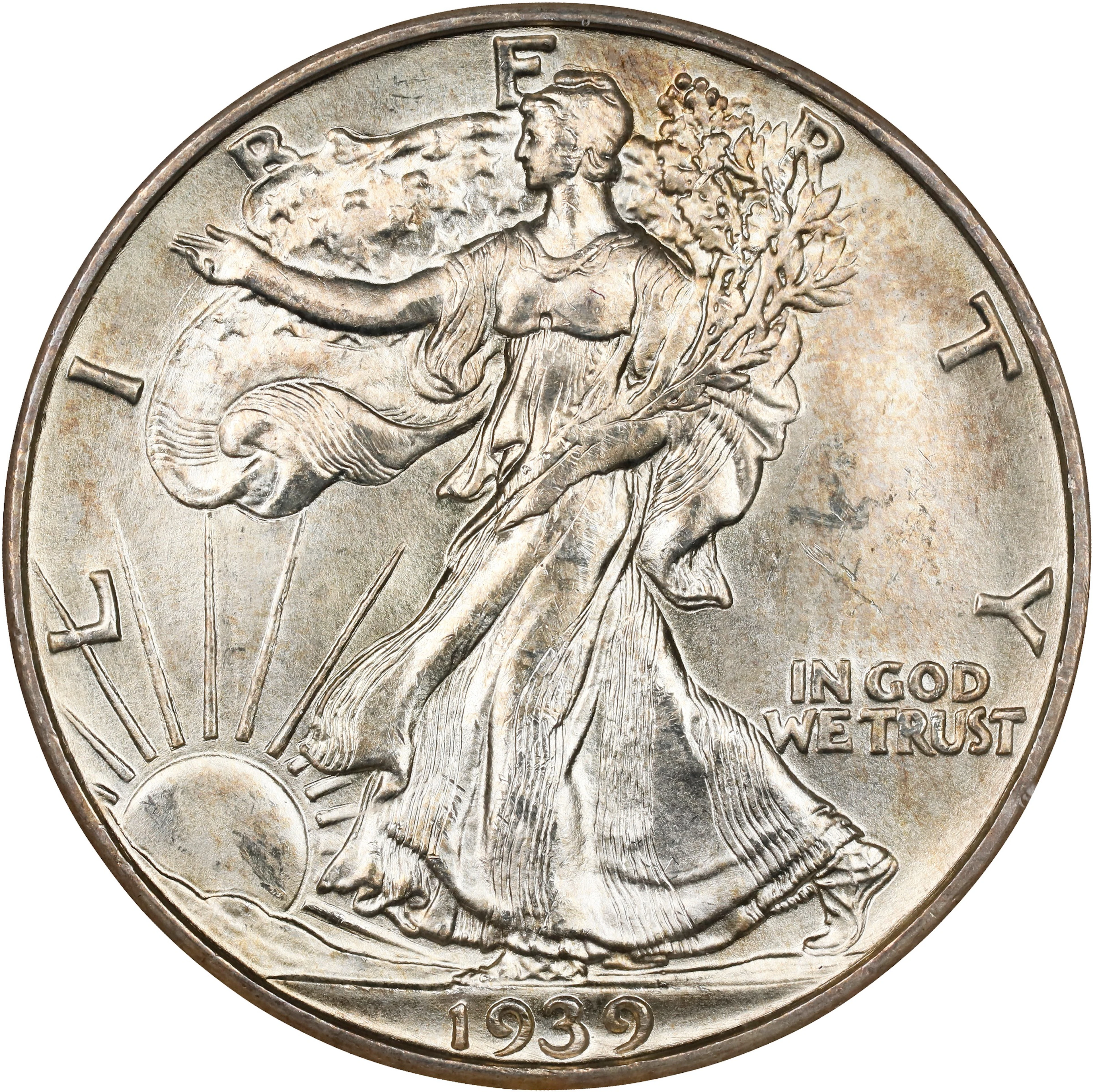 1939-D Walking Liberty Half Dollar. MS-66 (NGC).