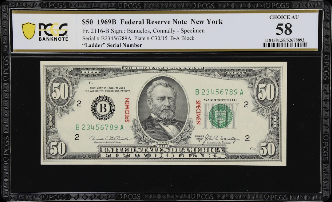 Fr. 2116-Bs. 1969B $50 Federal Reserve Note. New York. PCGS Banknote