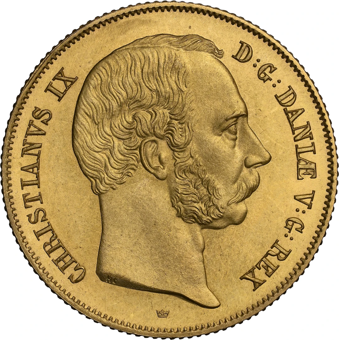DENMARK. 2 Christian d'Or, 1867. Copenhagen Mint. Christian IX. NGC MS-67.