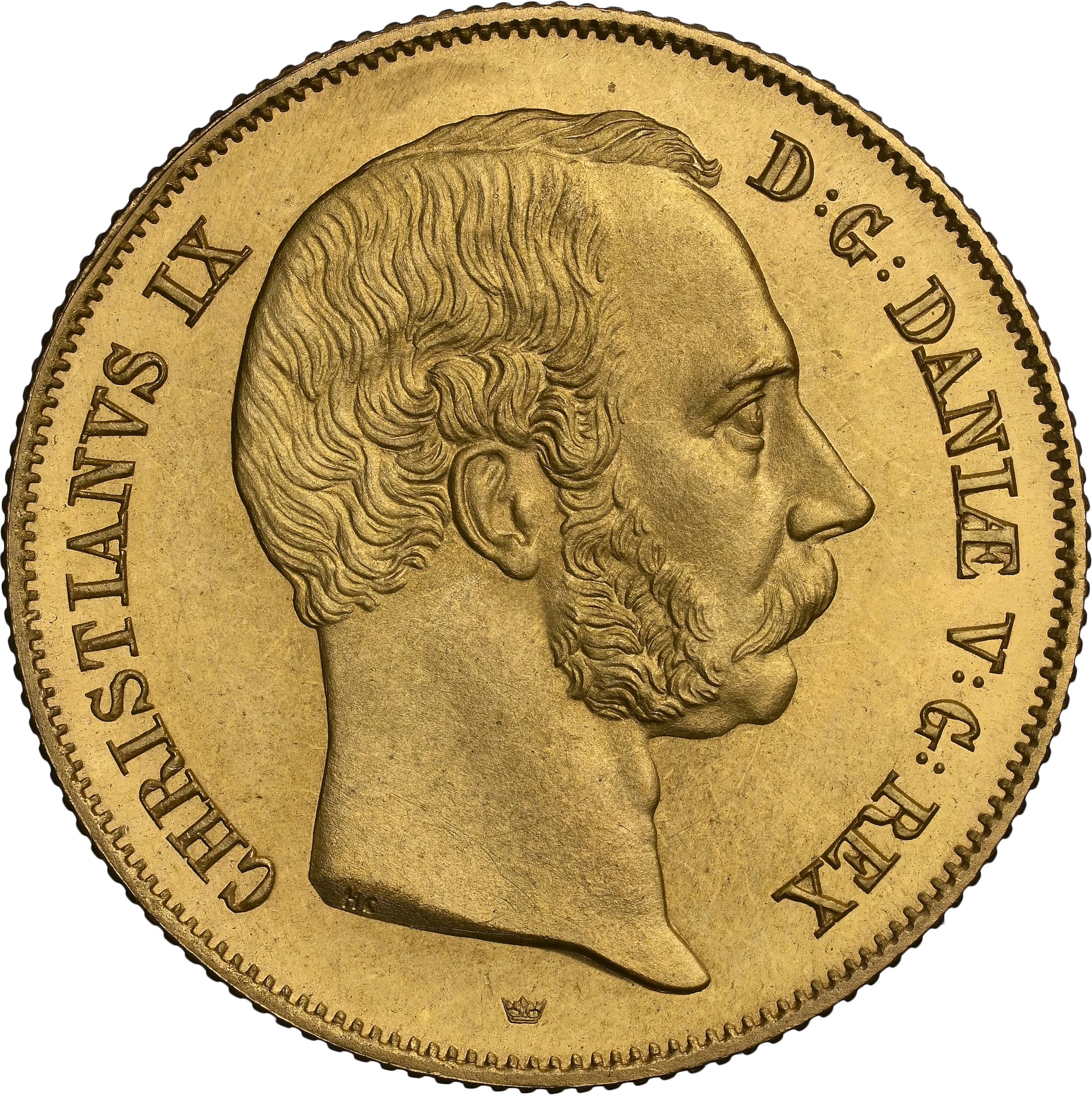 DENMARK. 2 Christian d'Or, 1867. Copenhagen Mint. Christian IX. NGC MS-67.