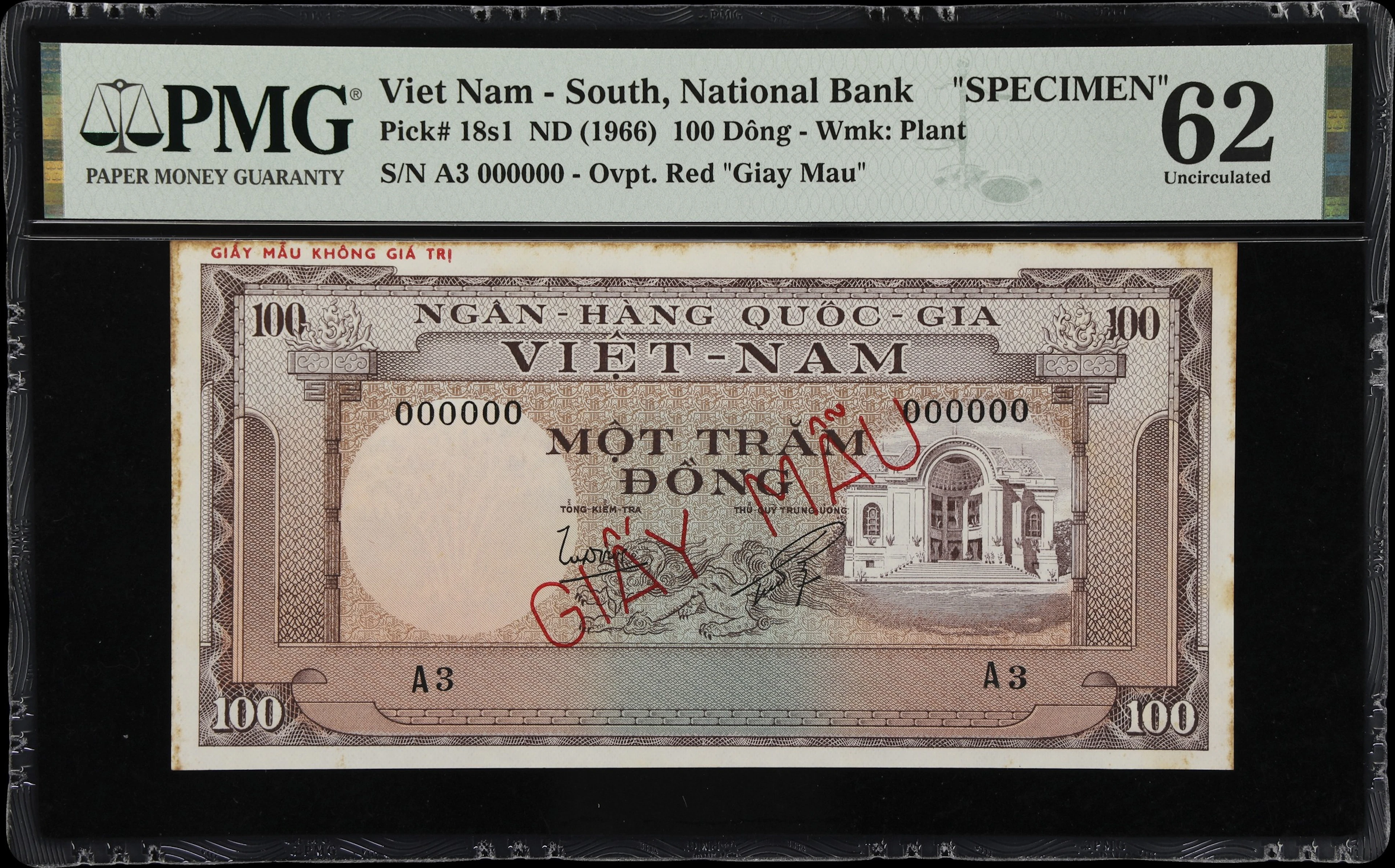 VIETNAM, SOUTH. National Bank of Vietnam. 100 Dong, ND (1966). P-18s1.