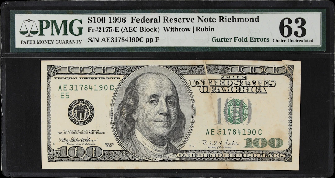 UNITED STATES. Fr. 2175-E. 1996 100 Dollars. Federal Reserve Note.
