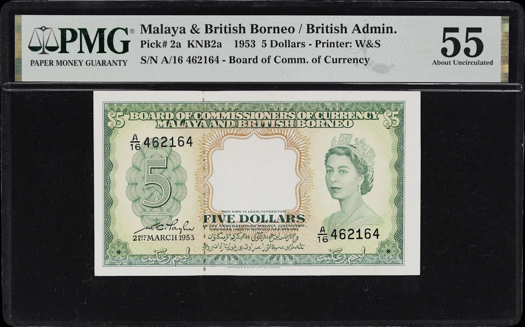 MALAYA AND BRITISH BORNEO. Board of Commissioners of Currency. 5 Dollars