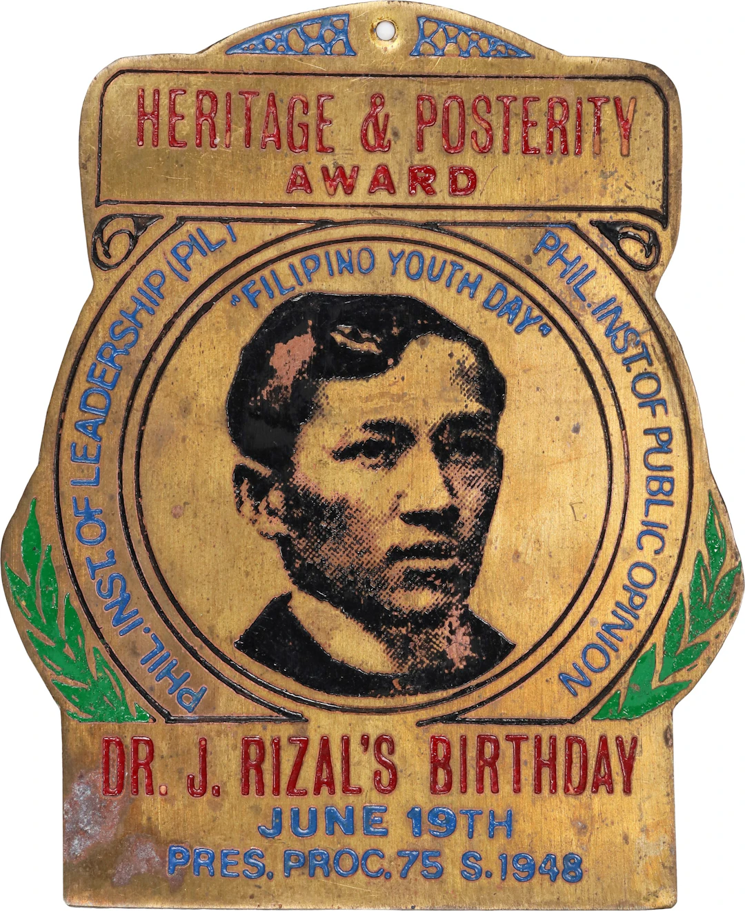 PHILIPPINES. Heritage and Posterity Award Gilt Bronze Medal, 1948.
