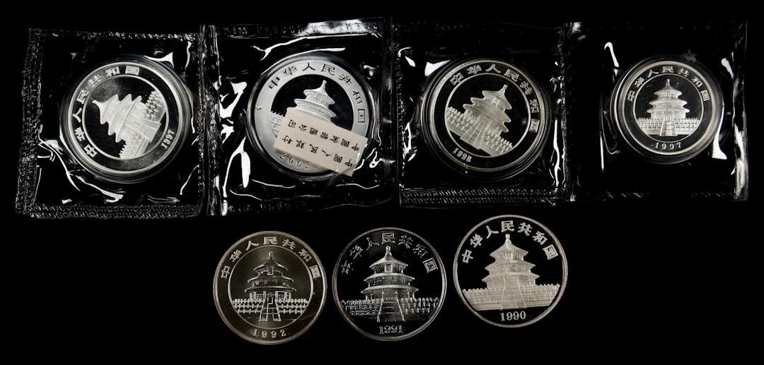 (t) CHINA. Septet of Silver Denominations (7 Pieces), 1990-2002. Panda