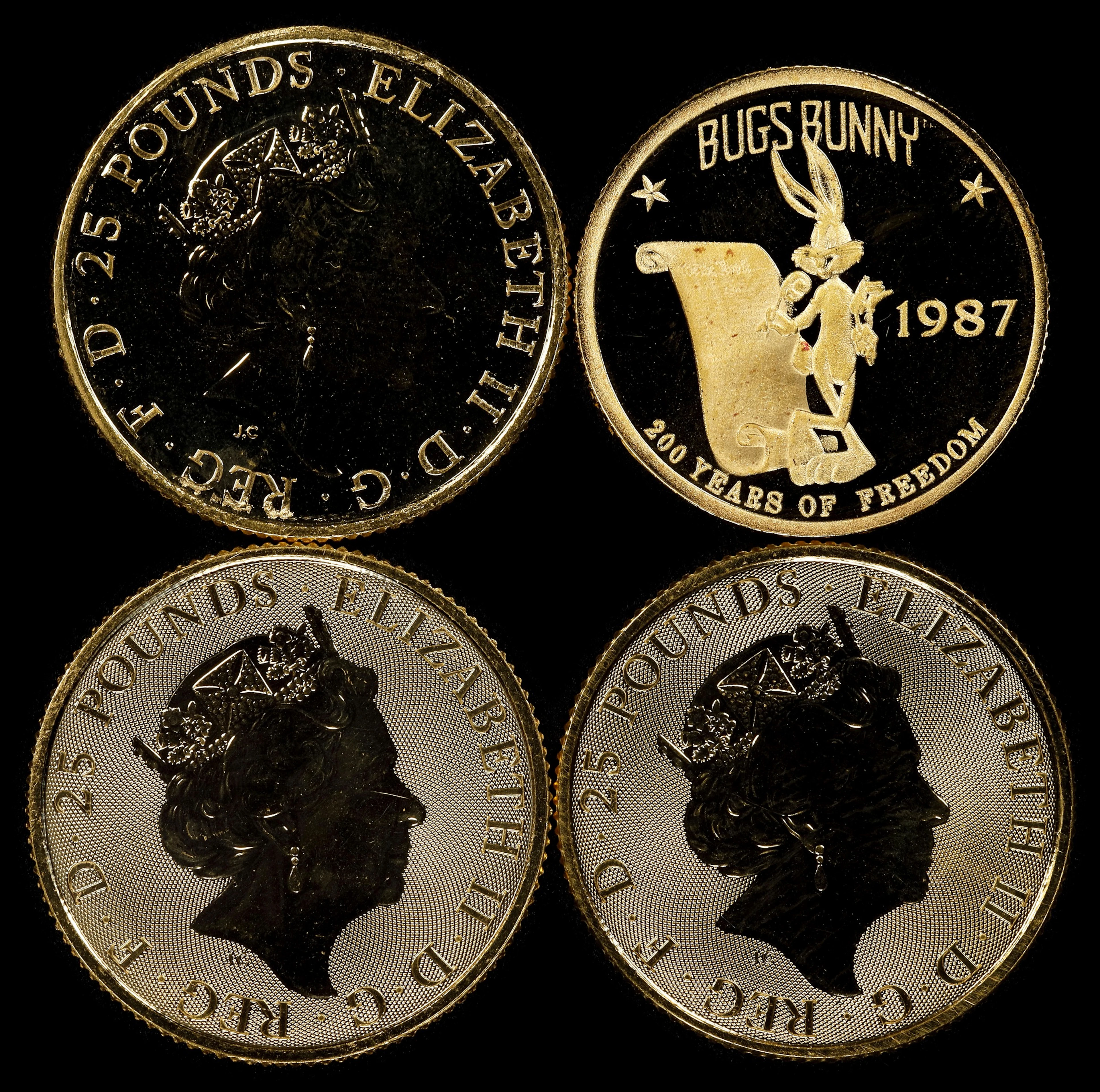 (1 oz, 31.104 g AGW). Mixed World. Lot of (4) Mixed Date 1/4 oz Gold